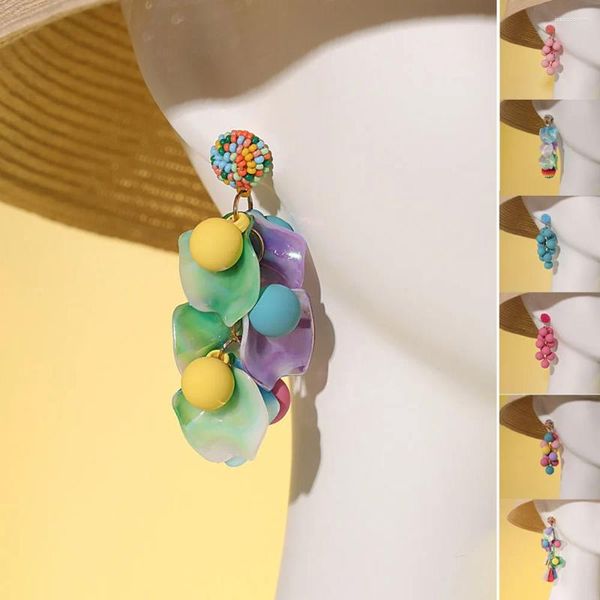 Boucles d'oreilles pendantes tendance tendance personnalité femmes perles rondes Design fait à la main coloré petits accessoires de bijoux spéciaux pour femmes