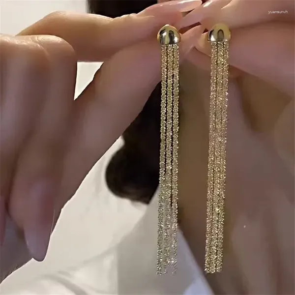 Pendientes colgantes Tendencia de moda Diseño único Elegante Delicado Borla larga brillante para mujeres Joyería Fiesta de bodas Regalos premium