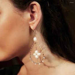 Boucles d'oreilles pendantes tendance et élégantes, cerceau de perles fait à la main pour femmes, bijoux de fête de mariage