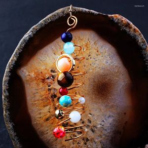 Boucles d'oreilles pendantes pour femmes, univers à la mode, système solaire, perles naturelles, Design personnalisé, bijoux elfe céleste, cadeaux
