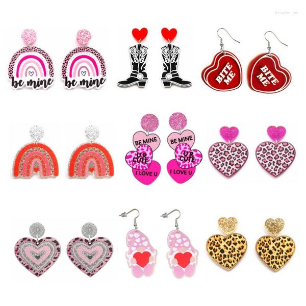 Boucles d'oreilles pendantes mode saint valentin à la mode paillettes coeur acrylique pour les femmes Sexy paillettes rouge lèvre goutte boucle d'oreille cadeau bijoux