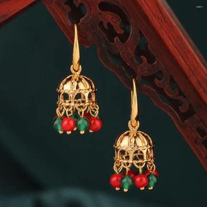 Dange oorbellen mode vintage eenvoudige exotische franje groen en rode handgemaakte oordring originele sieraden voor vrouwencadeau