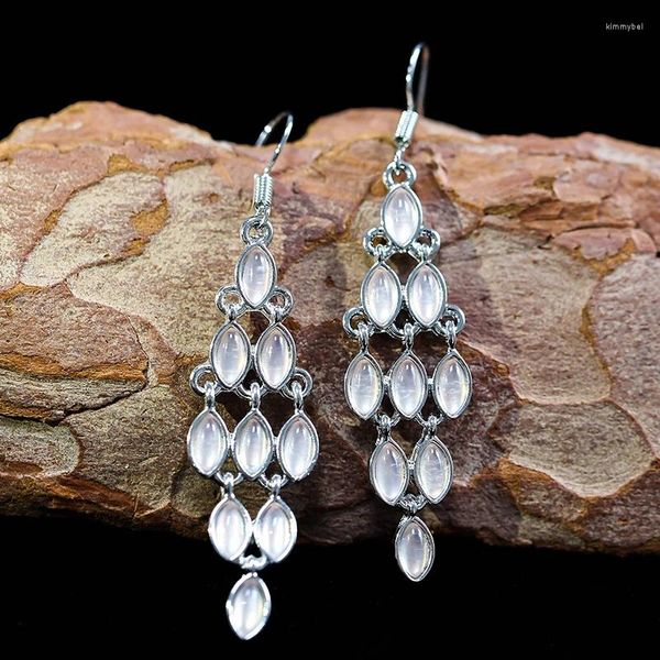 Boucles d'oreilles pendantes au Crochet en cristal perlé blanc/bleu pour femmes, bijoux de luxe, déclaration de mariage à l'eau, M055