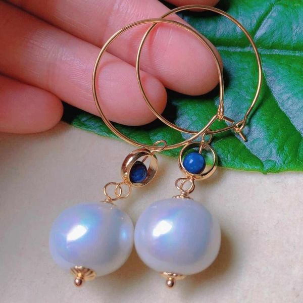 Pendientes colgantes Moda Perla blanca Lapislázuli Cuentas Gota para el oído Oro de 18 quilates Clásico Boda de la suerte CARNAVAL Fiesta de Halloween Agua dulce