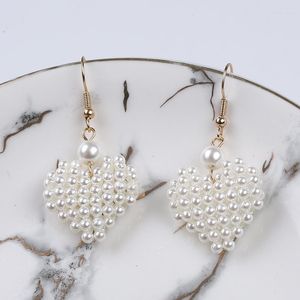 Boucles d'oreilles pendantes mode blanc en plastique perle cerceau femmes bijoux