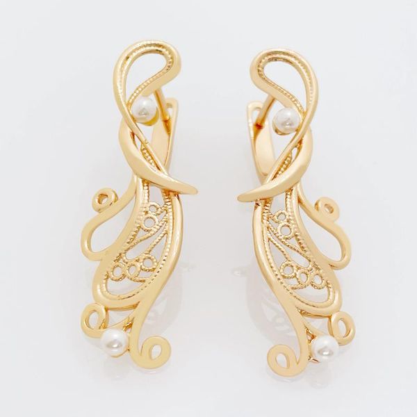 Boucles d'oreilles en peluche blanche de la mode Perle 585 Gold rose Long Femmes Elegant High Quality Wedding Daily Party Classic Bijoux