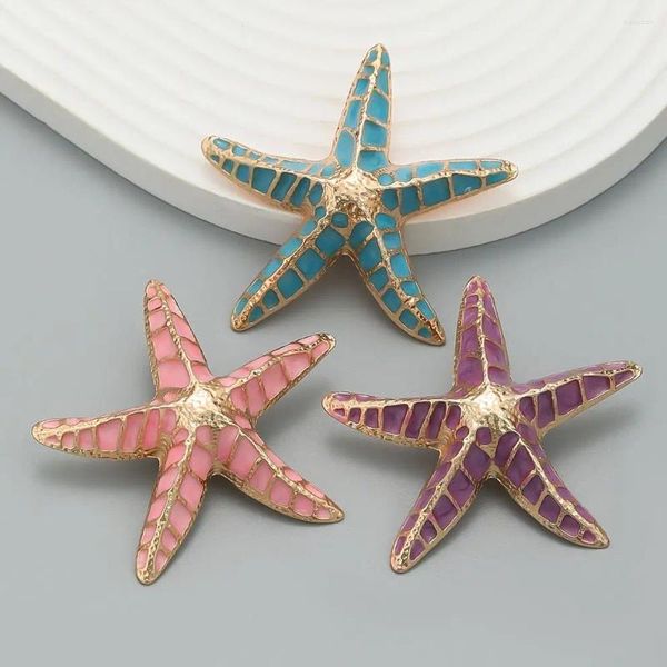 Boucles d'oreilles pendantes en alliage d'étoile de mer multicolore pour femme, vente en gros