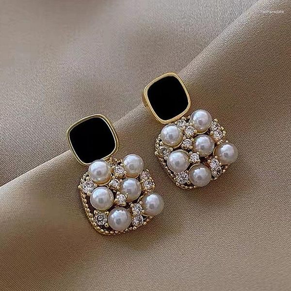 Boucles d'oreilles pendantes en strass pour femmes, bijoux à la mode, en perles délicates, cadeaux de fête pour filles coréennes, vente en gros