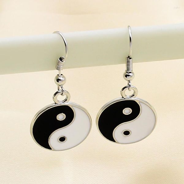 Boucles d'oreilles pendantes Yin Yang Tai Chi, motif huit trigrammes, goutte ronde pour femmes, bijoux de déclaration, crochet ethnique Vintage