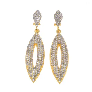 Boucles d'oreilles pendantes à la mode plaqué or 24 carats, goutte d'eau, pierres précieuses creuses, bijoux de fête de mariage pour femmes, vente en gros