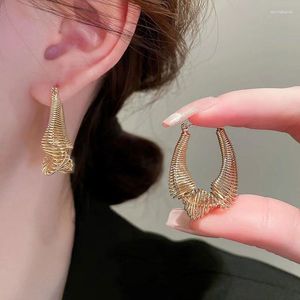 Boucles d'oreilles pendantes en métal pour femme, tempérament à la mode, géométrique, torsadé, boucle d'oreille irrégulière, Simple, personnalité, Niche