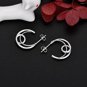 Boucles d'oreilles pendantes fines en argent sterling 925, chaîne ronde noble pour femmes, bijoux de créateur de fête de mariage, cadeaux de noël