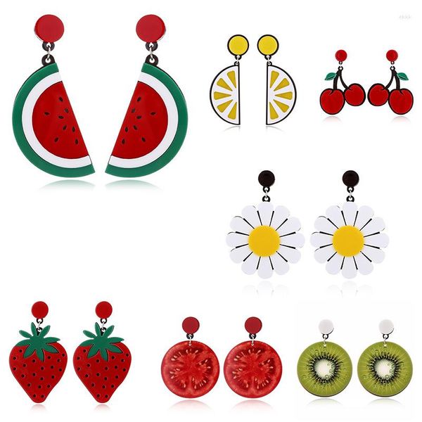 Boucles d'oreilles pendantes poisson mouton mignon acrylique Fruits goutte belle fraise citron fleur grand pour les femmes mode fête bijoux