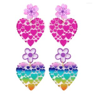 Boucles d'oreilles pendantes en forme de mouton pour femmes, tendance, en forme de cœur, goutte acrylique colorée, amour coréen, fleur, bijoux cadeaux Y2K, 2024