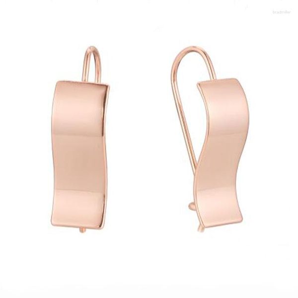 Boucles d'oreilles pendantes FJ pour femmes, rectangulaire en forme de vague, couleur or Rose 585, sans goutte de pierre