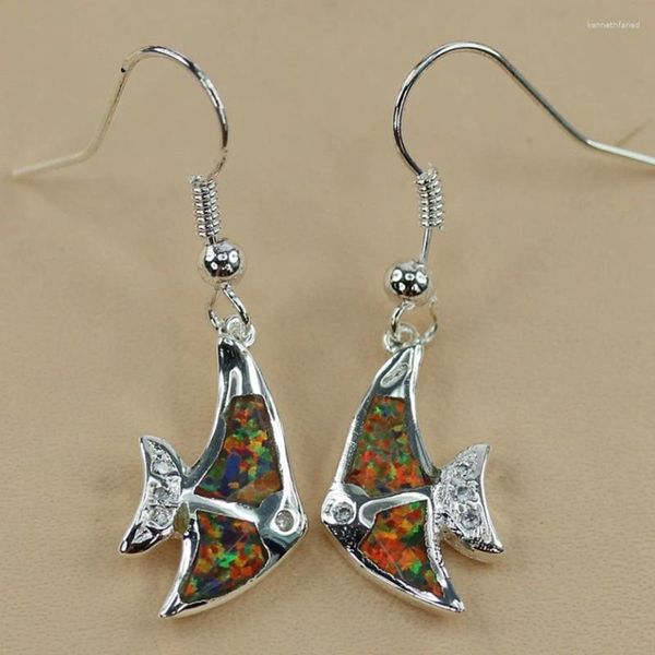 Pendientes colgantes Fleure Esme Costosa boda de Navidad para mujeres y hombres Regalos Gota Naranja Peridoto Mezcla Ópalo de fuego Chapado en rodio R3591