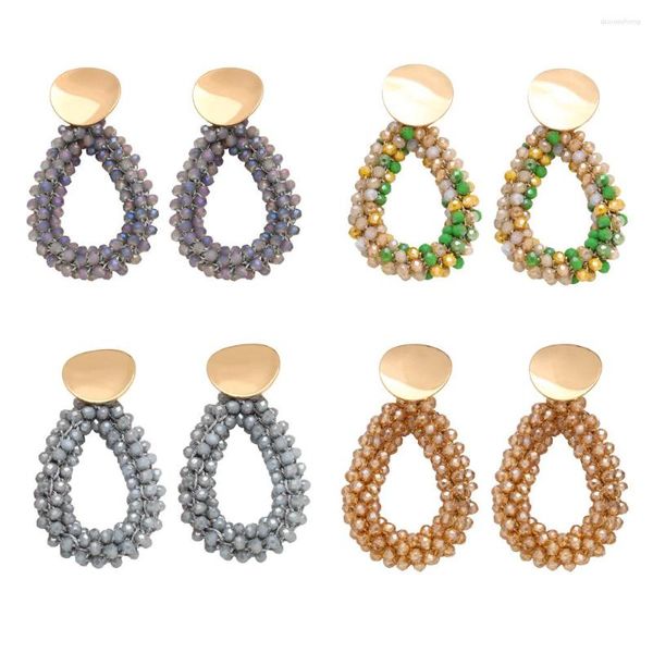 Boucles d'oreilles FLOLA mode perles de rocaille larme pour les femmes strass tissé Boho bijoux Oorbellen Voor Vrouwen Ersq57