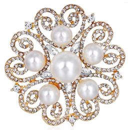 Boucles d'oreilles pendantes broche florale rétro strass perle mode tempérament creux dames Corsage