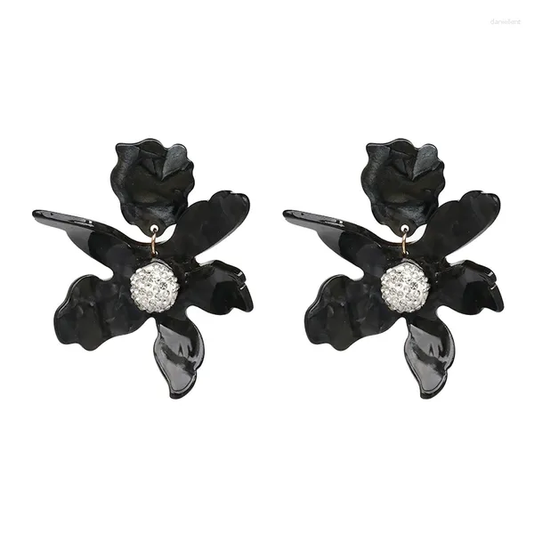 Boucles d'oreilles pendantes en acrylique pour femmes, Design floral, coloré, grand pour femme, déclaration suspendue en résine, anneau d'oreille tendance, fête, 2023