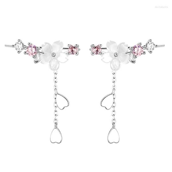 Boucles d'oreilles pendantes fleur Wrap cerise chenille boucle d'oreille pour femmes délicates fleurs enfileur gland chaîne bijoux cadeaux livraison directe