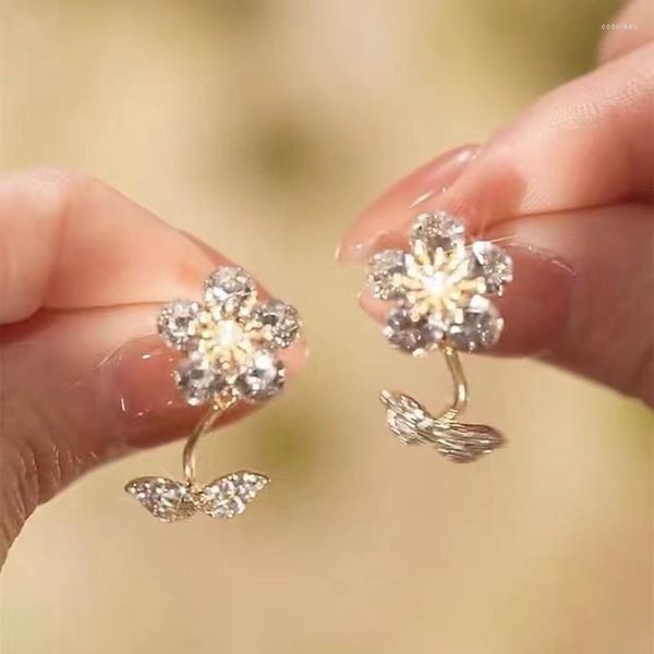 Pendientes colgantes de mosaico de flores para mujer, perlas de diamantes de imitación, moda coreana, joyería de boda con personalidad, regalos de cumpleaños 2023