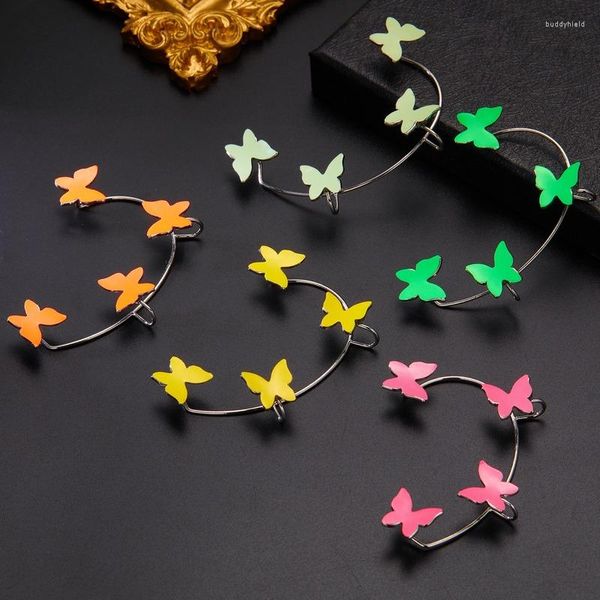 Dangle Boucles D'oreilles Fluorescent Lumineux Papillon 4 Papillons Sans Oreille Percée Os Clip En Gros De Mode Bijoux Femme Cadeaux