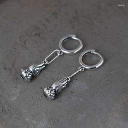 Boucles d'oreilles pendantes FNJ bouddha mains Lotus 925 argent Original pur S925 Sterling goutte boucle d'oreille pour femmes bijoux Vintage