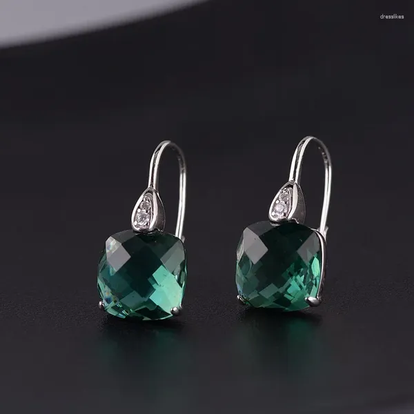 Pendientes colgantes FNJ blanco verde circón 925 Plata Original pura S925 pendiente de gota de plata esterlina para joyería de mujer