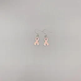 Dangle Oorbellen FoLisaUnique Emaille Roze Lint Haak Oorbel Voor Vrouwen Cadeau Leuke Liefdadigheidsinzamelingsactie