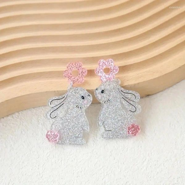 Boucles d'oreilles en peluche pour filles acryliques paillettes étincelantes fleur animaux animaux de compagnie de boucle d'oreille créatives