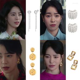 Bengelen oorbellen voor vrouwen 2023 Koreaans drama donkere glorie tv -ster mode elegant kristal long drop earring dames feestje JUWY cadeau