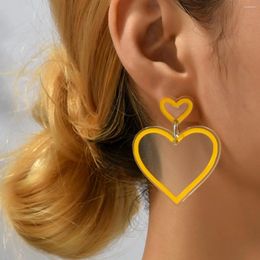 Boucles d'oreilles pendantes pour femmes, grand cœur, Vintage, Simple, forêt creuse, bijoux à la mode