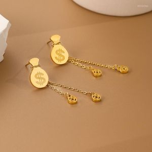 Boucles d'oreilles pendantes pour femmes bijoux argent sac cintre cuivre pièce titane acier plaqué 14k véritable or luxe goutte
