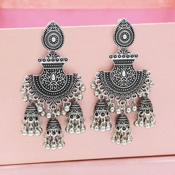 Pendientes colgantes para mujeres oxidadas jhumka color grande longasel campanas caen afgana egipto gitano gitano turco joyería étnica