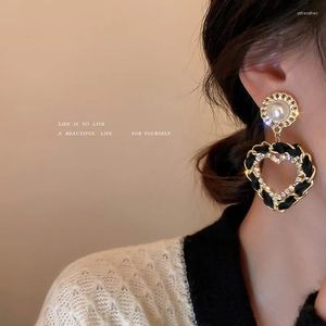 Boucles d'oreilles pendantes en perles d'eau douce naturelles de France, noires, blanches, baroques, en cuivre de haute qualité, crochet, bijoux en métal