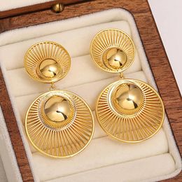 Brincos pendurados freetry moda oco redondo pendurado para mulheres design exclusivo banhado a ouro geométrico cobre gota jóias presentes