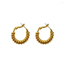 Boucles d'oreilles en pente française Retro Twist Circle Feme