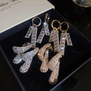 Dangle Oorbellen Franse Romantische Retro Kristal Rechthoek Oor Gesp 2024 Hoepel Voor Damesmode Luxe Zirkoon Sieraden Accessoires
