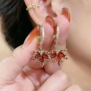 Boucles d'oreilles pendantes français Vintage cristal Zircon rouge pour femmes tempérament strass gland Bijoux de fête Bijoux cadeau