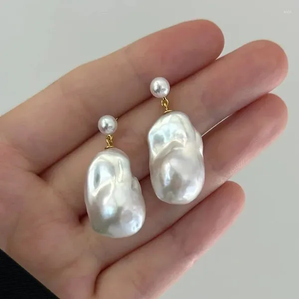 Boucles d'oreilles pendantes en perles baroques d'eau douce, de haute qualité, sans réparation ni taches blanches, bijoux cadeaux irréguliers, 2023