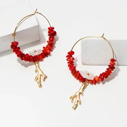 Orecchini pendenti con frange intrecciate a mano, cerchio di moda, perline, semplicità, ghiaia rossa, lega di Boemia, perline di riso