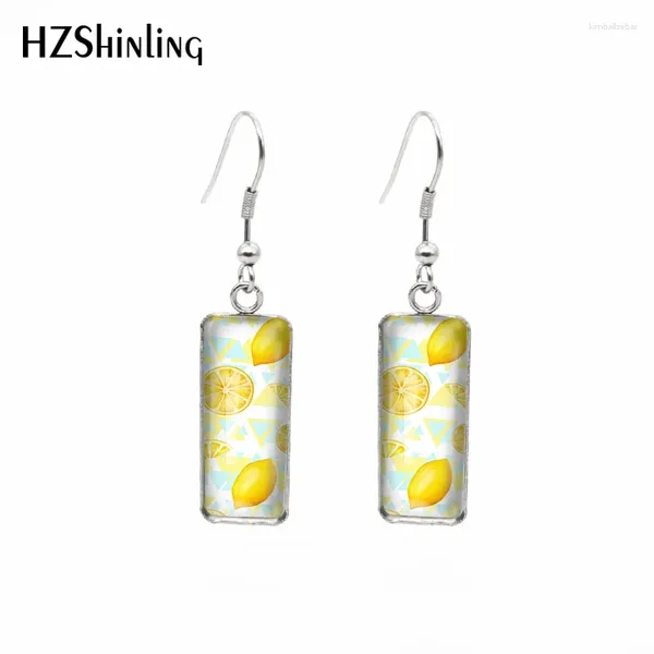 Boucles d'oreilles enveloppe fruits de citron peintures cerceau en acier inoxydable recrof