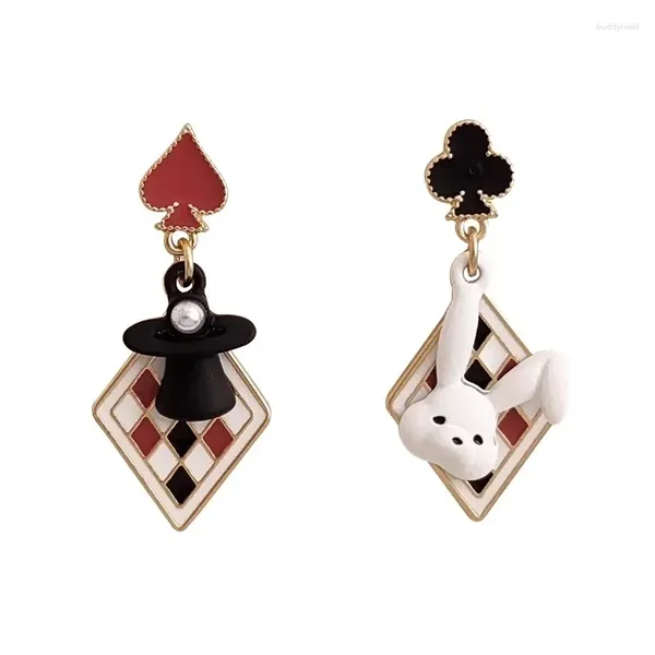 Boucles d'oreilles en peluche de pêche rouge contrastée et de fleur de prune personnalisation asymétrique personnalisée 7404