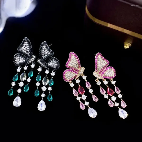 Boucles d'oreilles pendantes Funmode mode papillon Design CZ perle pour femmes modernes accessoires pour femmes en gros FE342