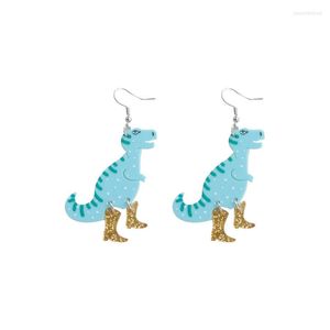 Boucles d'oreilles en pente drôle dinosaure acrylique mignon bottes brillantes pour femmes girl bijoux bijoux cadeaux de Noël en gros