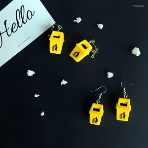 Bengelen oorbellen grappig geel afval blikje voor vrouwen handmad creatief schattig oorbel ontwerp e meisje indie esthetisch sieraden cadeau