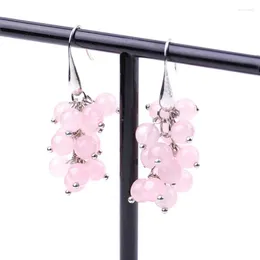 Dangle Earrings FYSL 10 Pairs Silver Plated Multi Layer Rose Pink Quartz Beads Tiger Eye Stone Trendy Jewelry