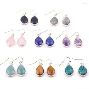 Boucles d'oreilles pendantes FYSL couleur or jaune clair goutte d'eau pierre Labradorite pour femmes bijoux Lapis Lazuli