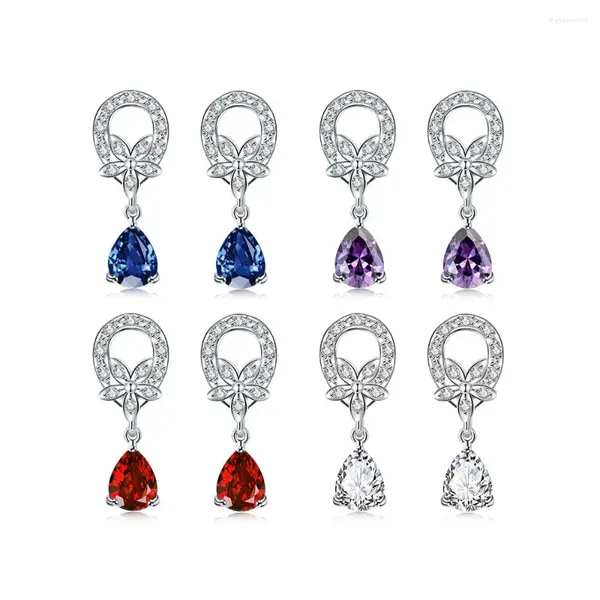 Boucles d'oreilles pendantes grenat bleu améthyste cristal blanc Zircon topaze argent sterling 925 SPE028