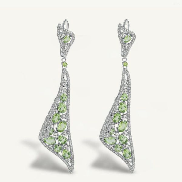 Pendientes colgantes GEM'S BALLET Plata de Ley 925 piedras preciosas 8.10Ct peridoto Natural gota joyería fina para fiesta de mujer